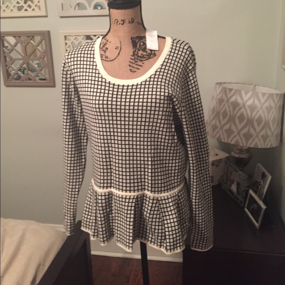 Black and White Peplum Sweater